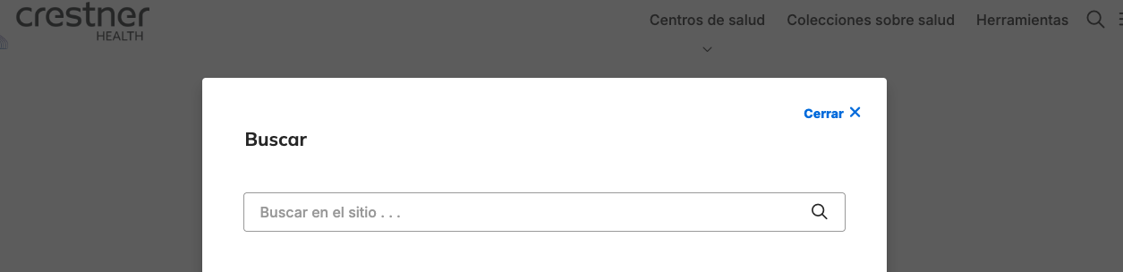 Screenshot of a sample search modal displayed in Spanish.